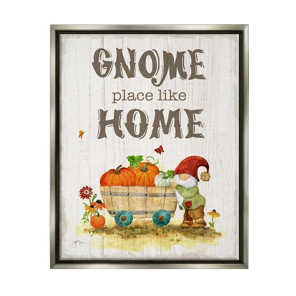 Stupell Industries Gnome Pun Garden Harvest by Janet Tava 1-Piece Floater Frame Graphic Print Nature Poster Art Print 21 in. x 17 in.