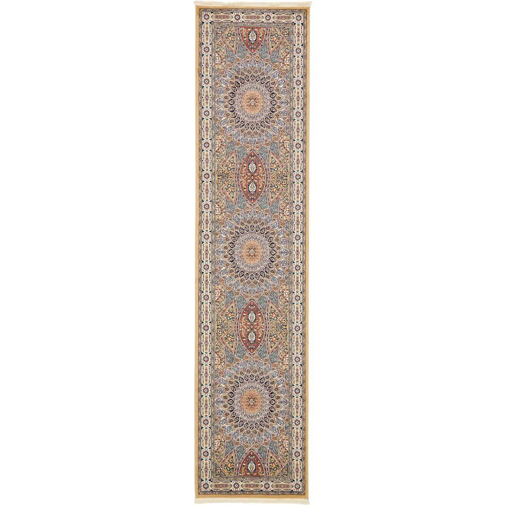 Nain Design Traditional Beige 13' Synthetic Runner Rug