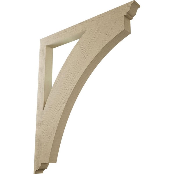 Ekena Millwork 3.5 in. x 48 in. x 40 in. Thorton Traditional Rough Cedar Woodgrain Timberthane Polyurethane Bracket, Primed Tan