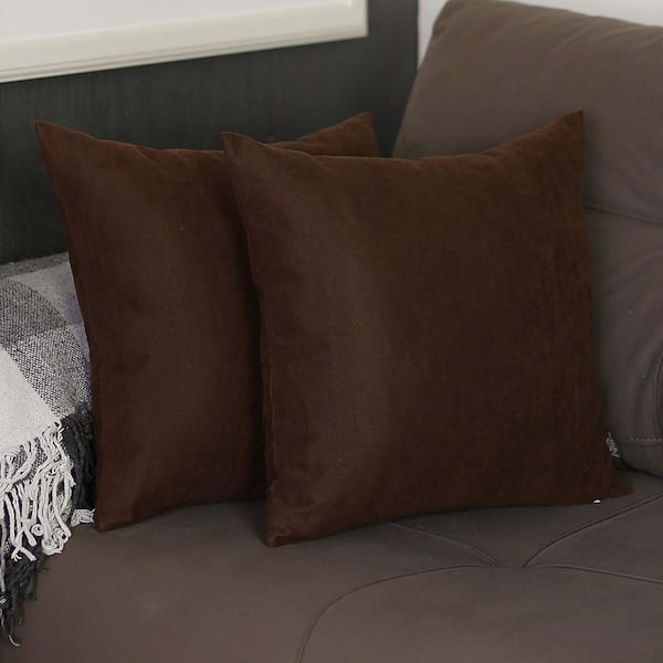 MIKE & Co. NEW YORK Decorative Farmhouse Brown 20 in. x 20 in. Square Solid Color Throw Pillow Set of 2