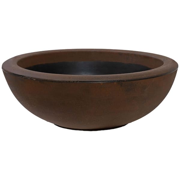 17 in. Percival Round Decorative Pot Polyresin Outdoor Planter - Rust