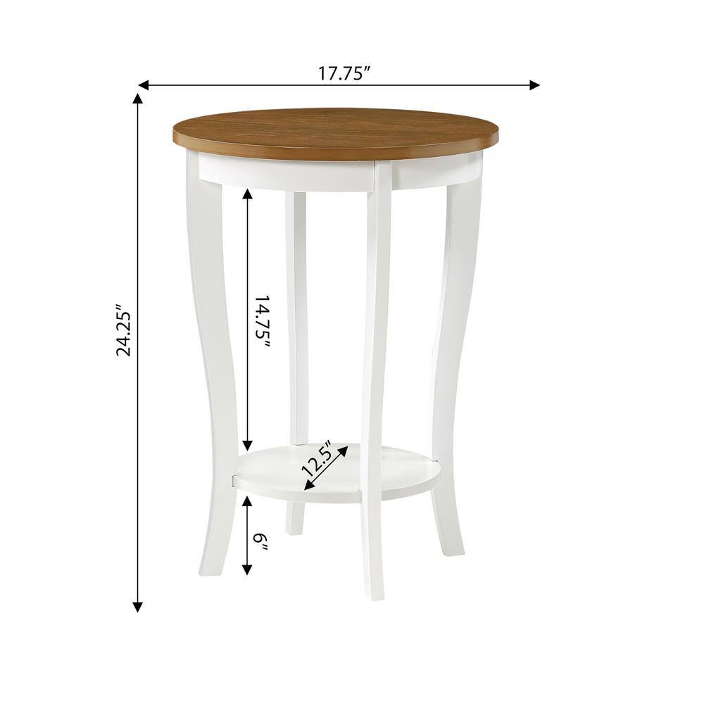 Heritage Elegance 18" Round Driftwood & White Wood End Table
