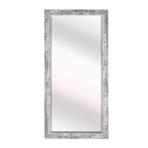 32 in. W x 66 in. H Framed Straight Beveled Edge Bathroom Vanity Mirror in Weather White