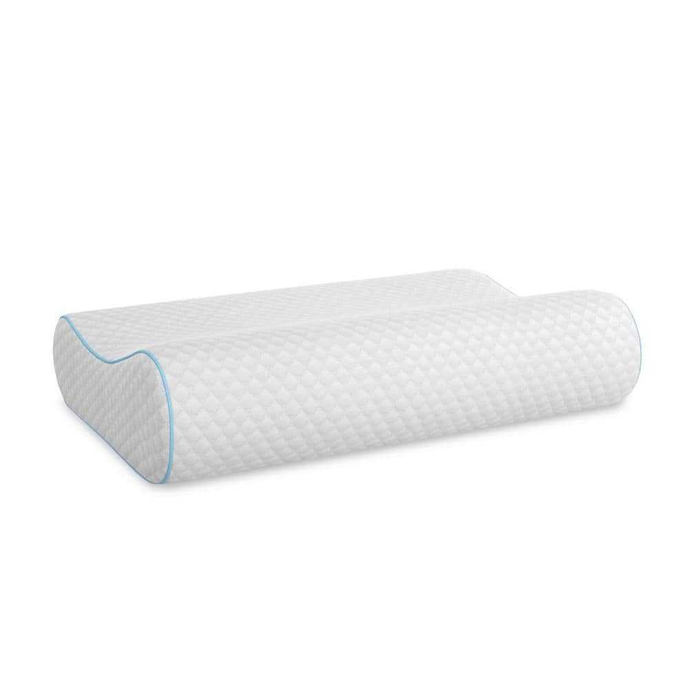 White Gel-Infused Memory Foam Contour Neck Pillow