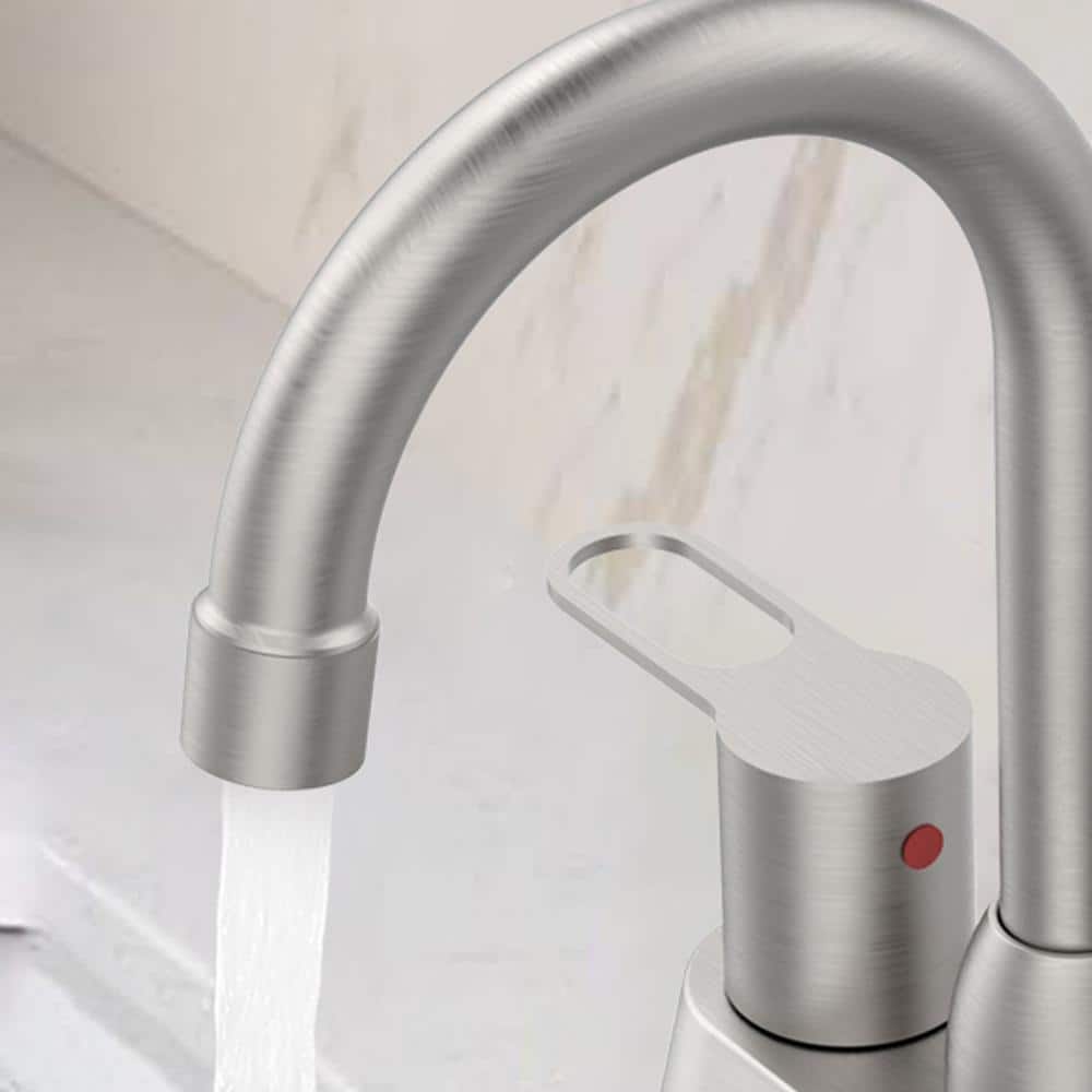 Brushed Nickel High Arc Double Handle Bathroom Faucet