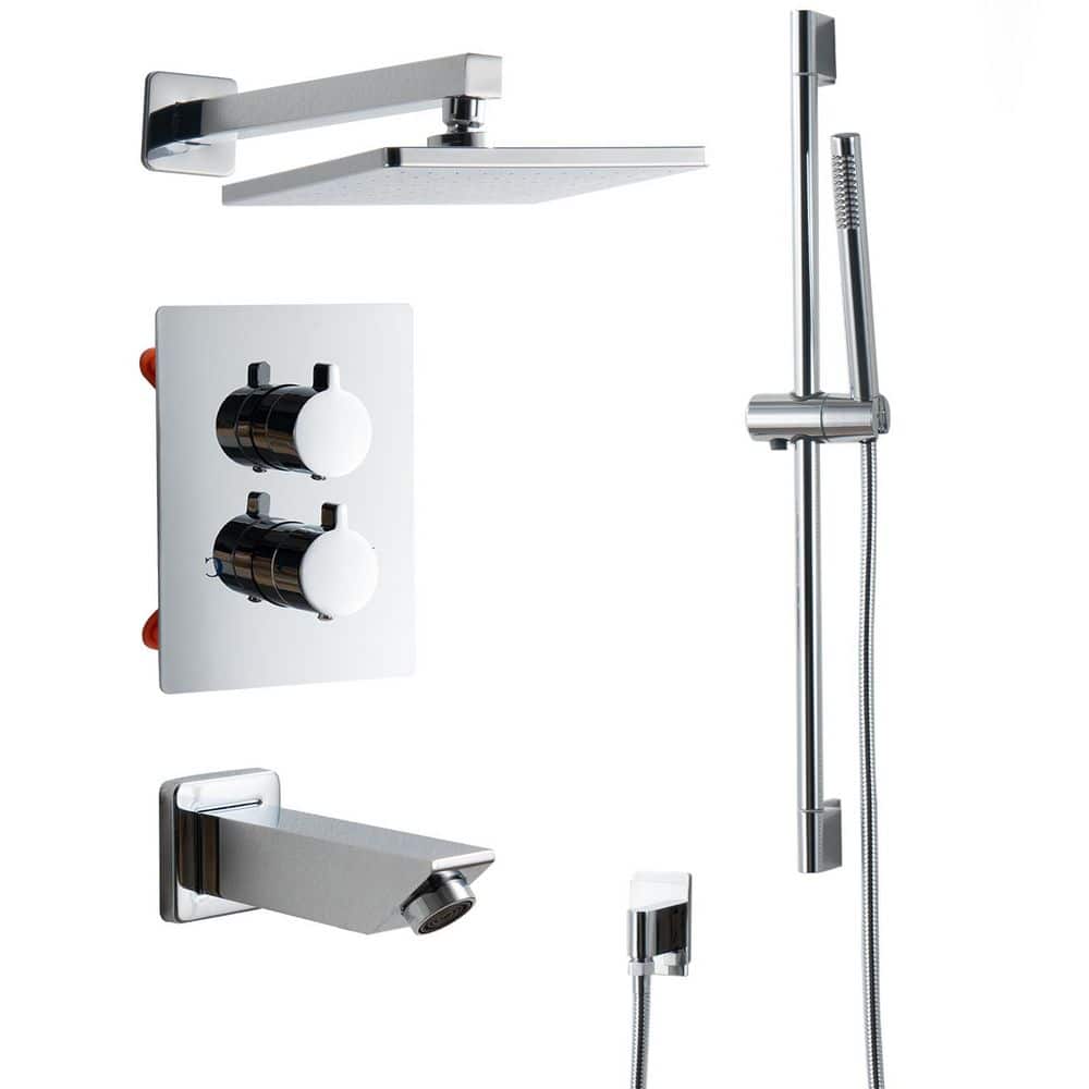 Single Handle 3-Spray Shower Faucet 2.5 Gpm with Adjustable Flow Rate, High Pressure in Polished Chrome price history on PriceWatchPro