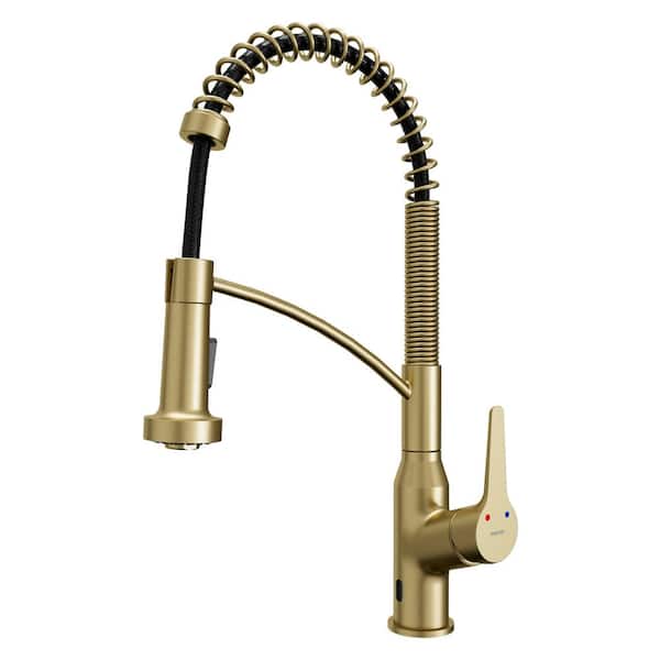 Scottsdale Single Hole Single Handle Pull-Down Sprayer Sensor Kitchen Faucet In Brushed Gold