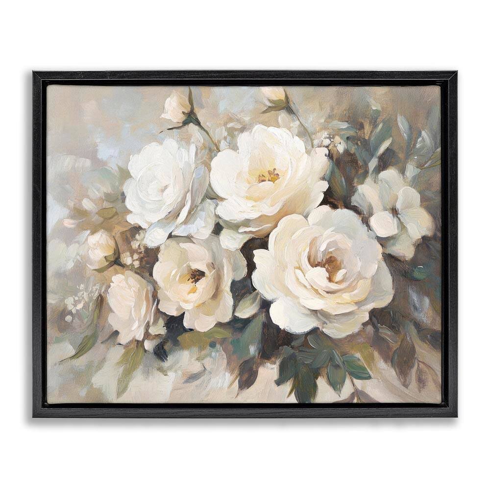 Blushing Cream Bouquet by Petal Prints Design Black Floater Frame Nature Graphic Art Print 17 in. x 21 in. price history on PriceWatchPro