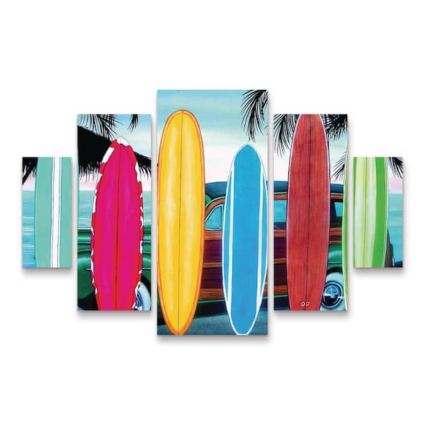 Trademark Fine Art Patrick Sullivan Woody and Surfboards 5-Piece Panel Set Unframed Photography Wall Art 40 in. x 58 in.