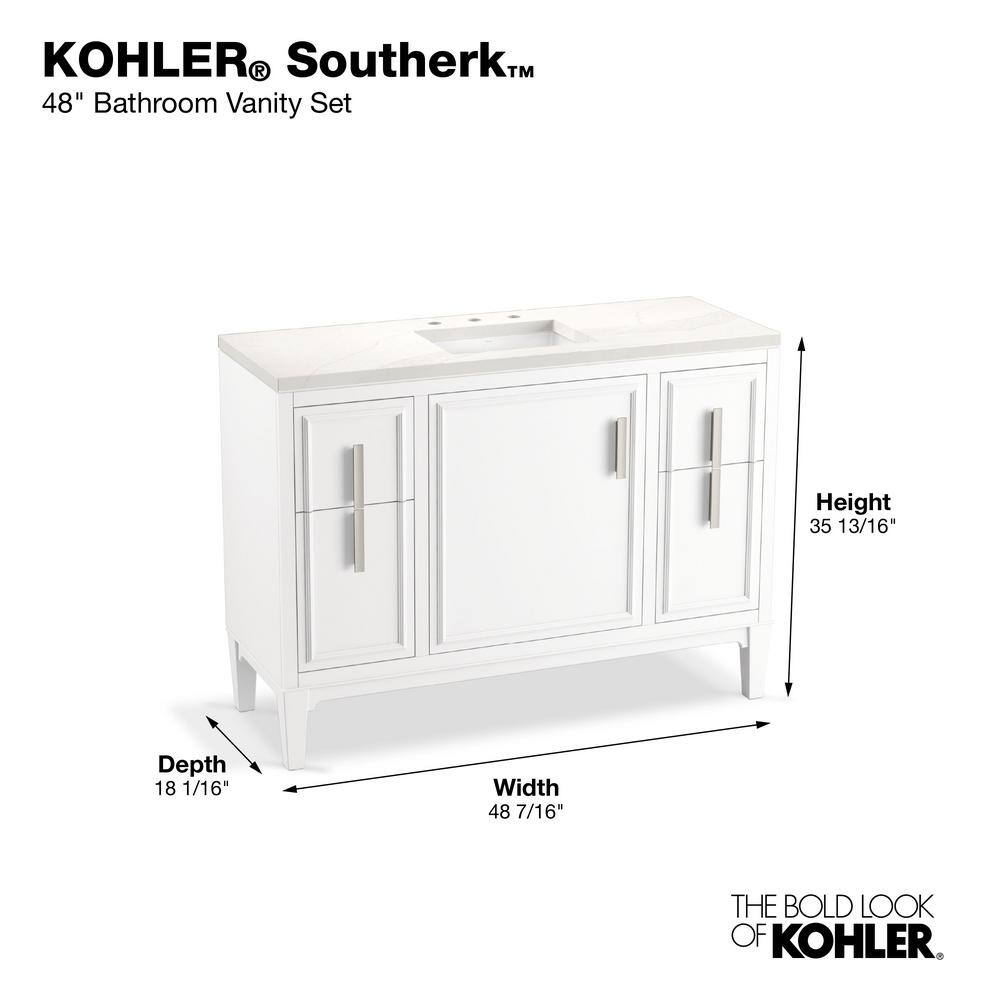 Southerk 48-Inch White Painted Freestanding Bathroom Vanity with Quartz Top