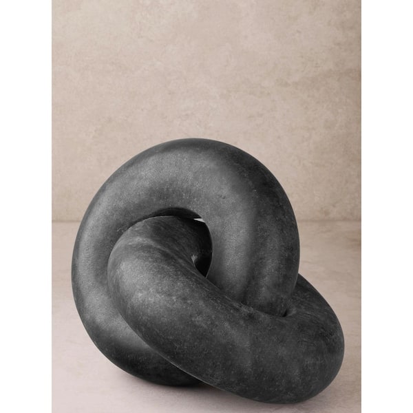 Munich Black Marble Knot Sculpture - 10 in. x 4.5 in.