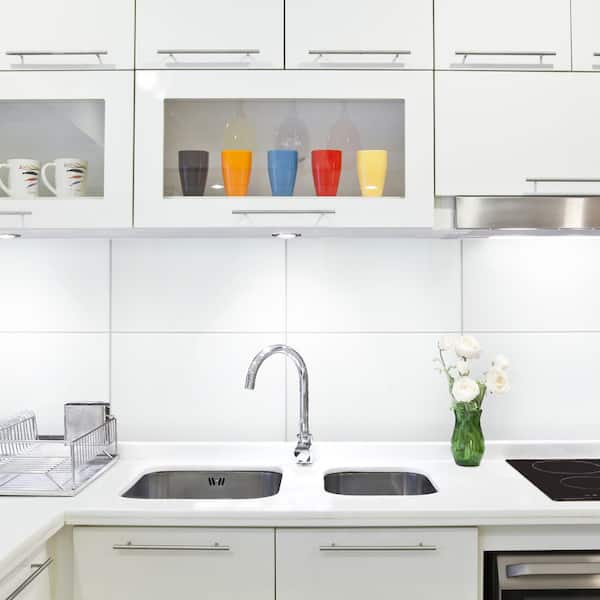 More Plain Glossy White 9-7/8 in. x 15-3/4 in. Ceramic Wall Tile (10.9 sq. ft./Case)