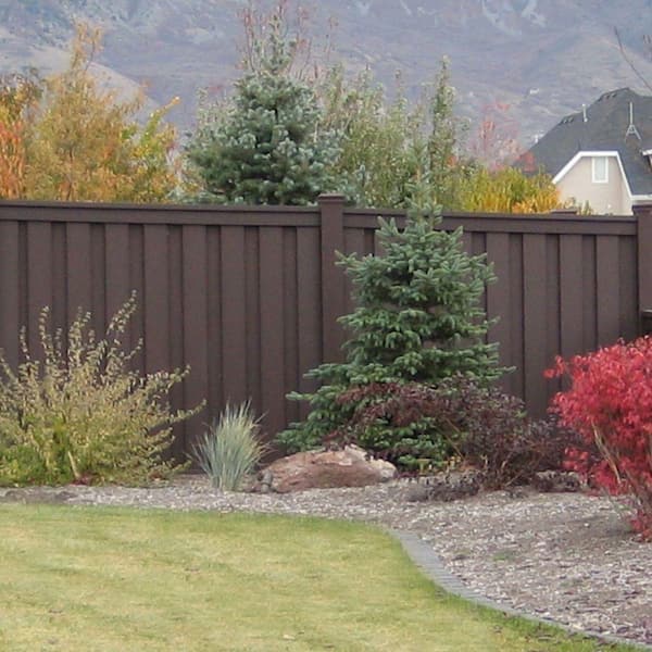 Seclusions 5 in. x 5 in. x 9 ft. Woodland Brown Wood-Plastic Composite Fence Post with Crown Post Cap