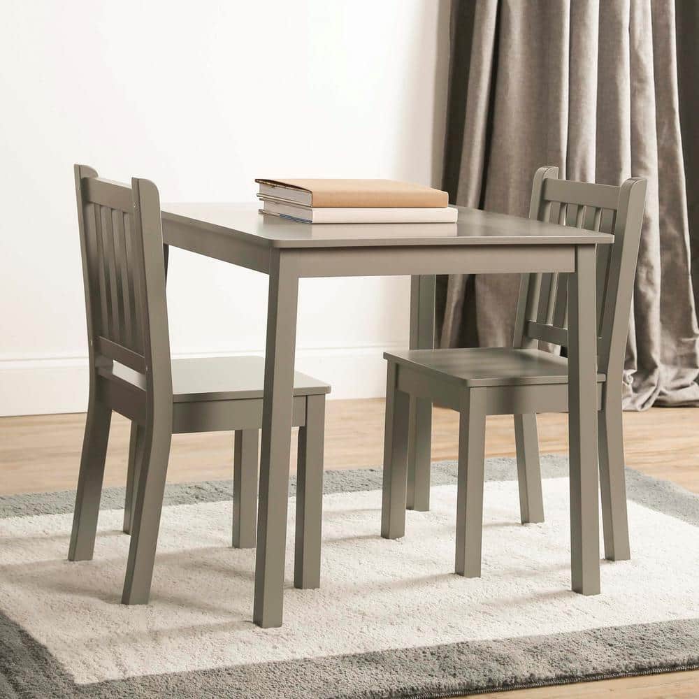 Gray Engineered Wood Kids Table and 2 Chairs Set
