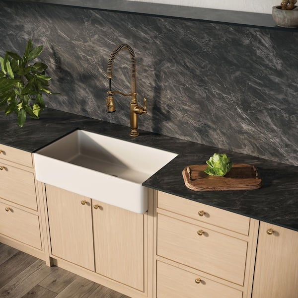4 ft. L x 25 in. D Engineered Composite Countertop in Notte Nera with Luster Finish