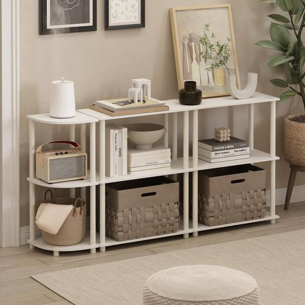 Furinno Turn-N-Tube 17.8 in. Tall White/White Wood 3-Shelf Etagere