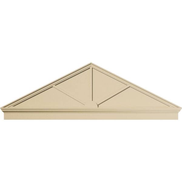 86 in. W x 28-3/8 in. H x 2-3/4 in. P Pitch 6/12 Peaked Cap 3 Spoke Signature Urethane Combination Pediment Primed Tan