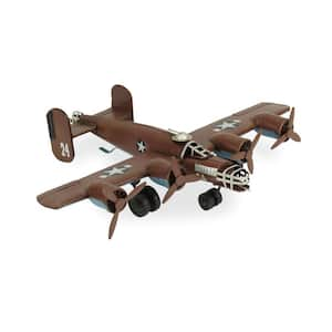 Metal Brown and Silver Hand Painted 1941 in. B-24 in. Liberator Airplane Model Sculpture