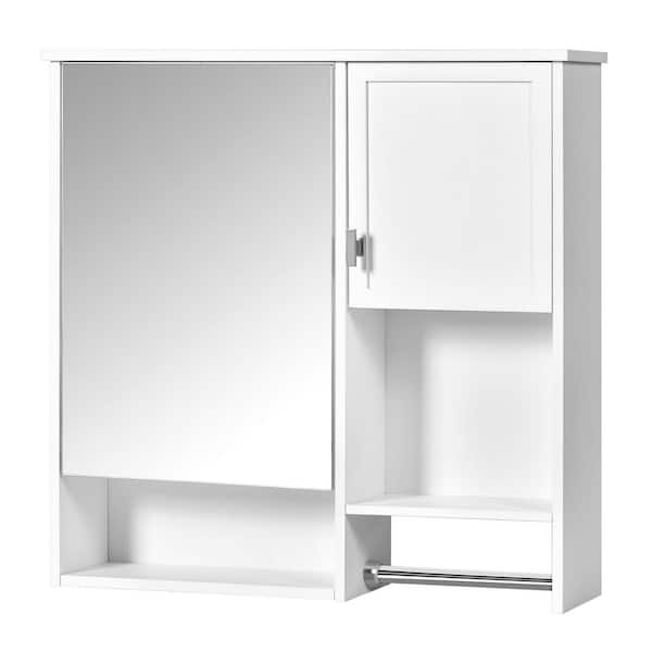 29.52 in. W x 28.74 in. H Rectangular MDF Medicine Cabinet with Mirror, Bathroom Wall Storage Cabinet with Mirror-White