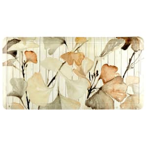Cat Cora White/Pink 19.6 in x 39 in. Printed Floral Anti Fatigue Kitchen Mat