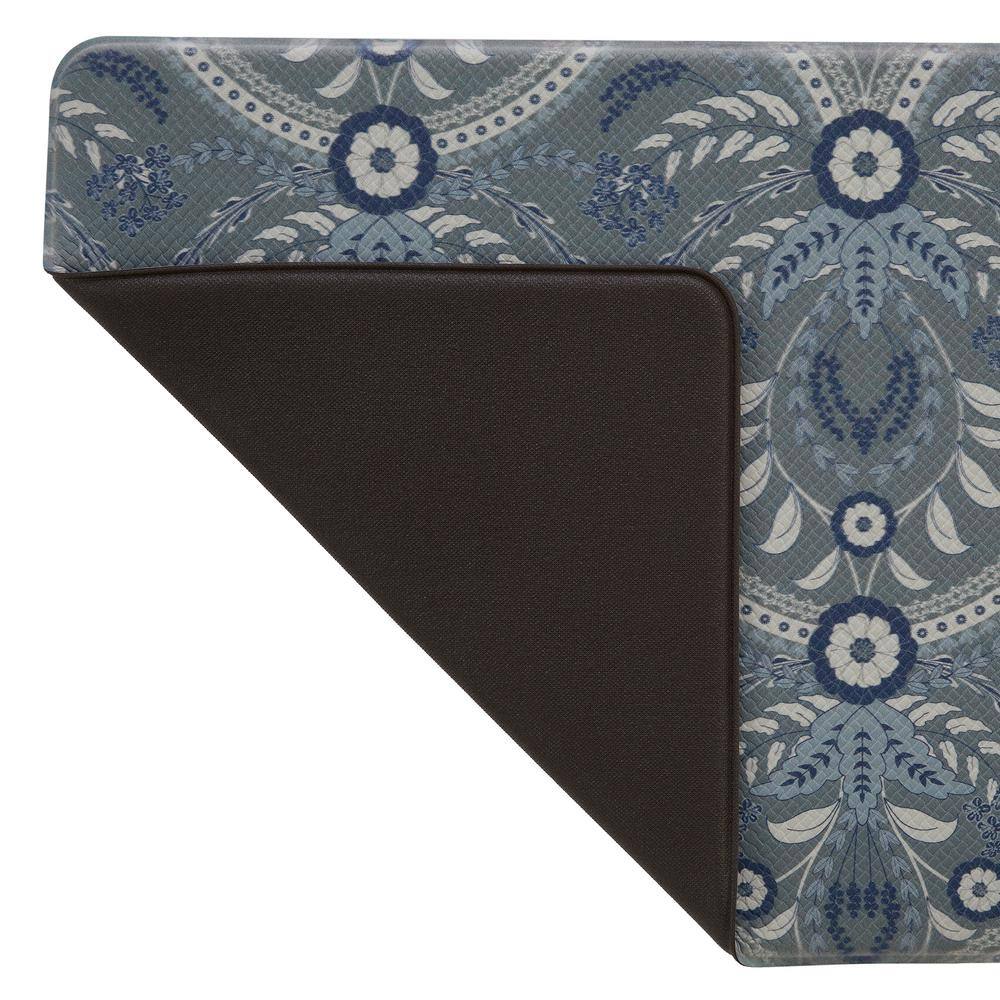 Blue Damask PVC Anti-Fatigue Kitchen Mat 17.5" x 32"