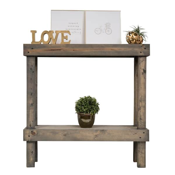 Del Hutson Designs 38 in. Gray Standard Rectangle Wood Console Table with Storage