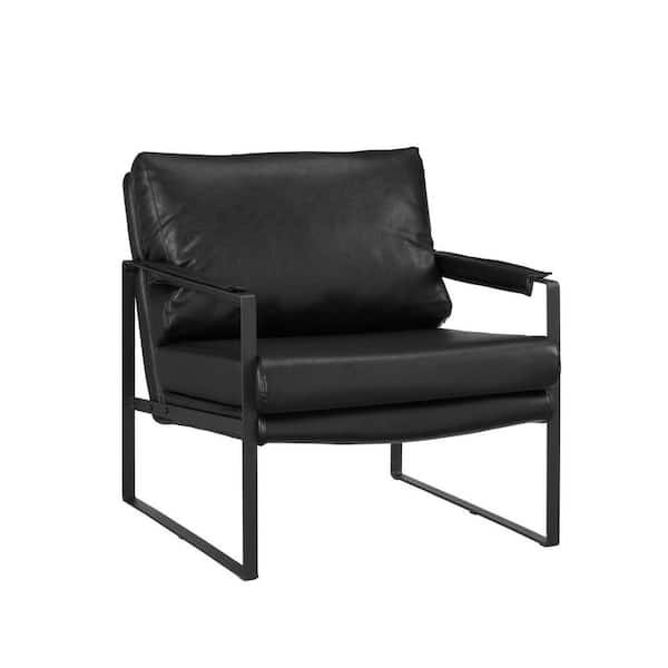 HomeRoots Black Arm Chair Set of 1 with Removable Cushions