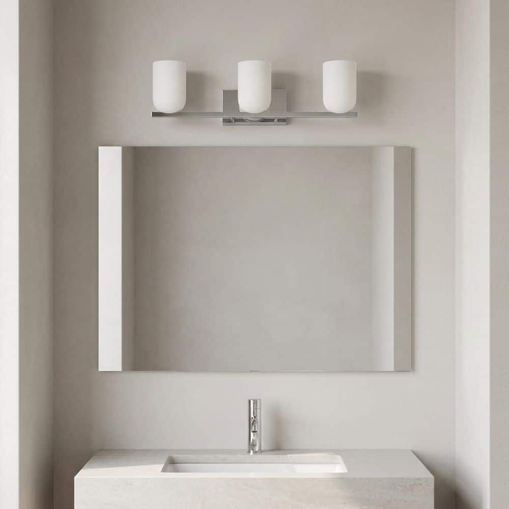Neblina 22 in. W x 6.25 in. H 3-Light Chrome Bathroom Vanity Light with Etched Glass Shades, Bulbs Included price history on PriceWatchPro
