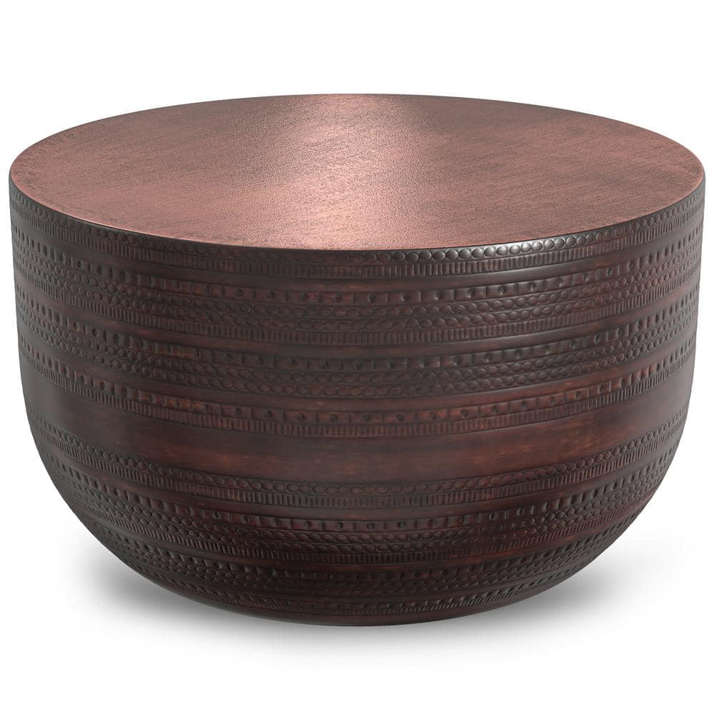 Simpli Home Johnsen Boho 30 in. Wide Round Metal Coffee Simpli Home Johnsen Boho 30 in. Wide Round Metal Coffee