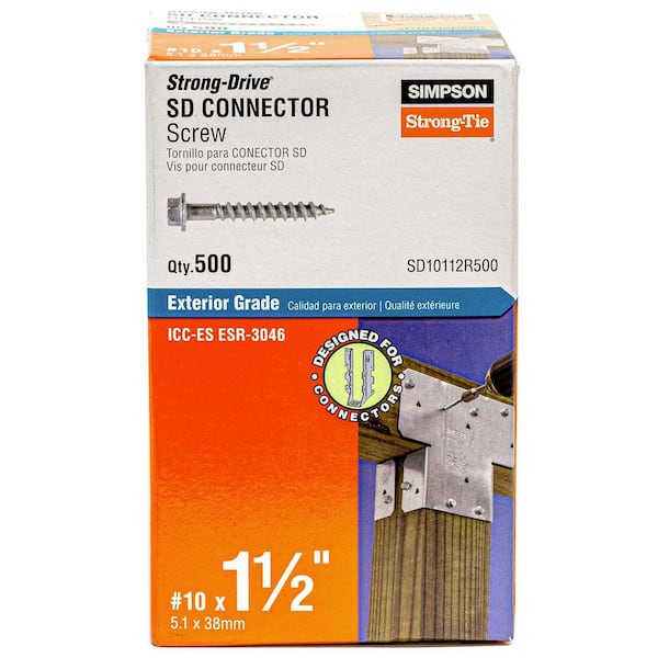 Simpson Strong-Tie #10 x 1-1/2 in. 1/4-Hex Drive, Strong-Drive SD Connector Screw (500-Pack)