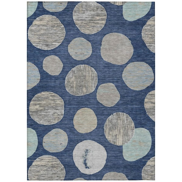 Chantille Machine Washable Indoor/Outdoor Abstract ACN3056 Navy 8 ft. x 10 ft. Area Rug