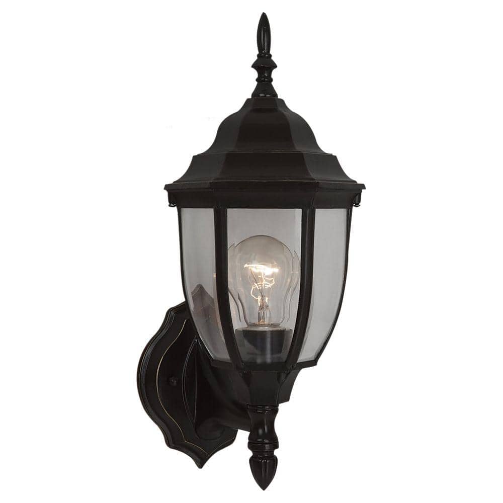 Bakersville 6.5 in. 1-Light Antique Bronze Traditional Outdoor Wall Lantern Sconce with Clear Beveled Glass Panels price history on PriceWatchPro