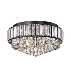 Sorgono 13.8 in. 4-Light Black Flush Mount with No Bulbs Included