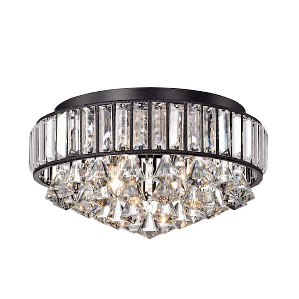 GREENVILLE SIGNATURE Sorgono 13.8 in. 4-Light Black Flush Mount with No Bulbs Included