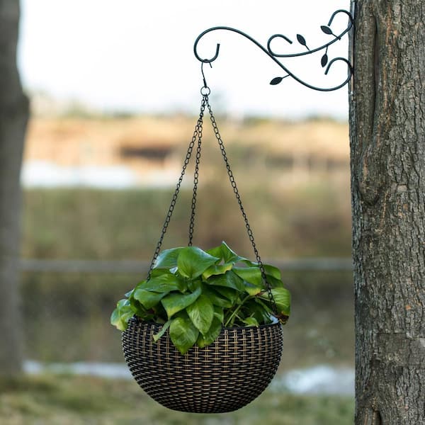 Gardenised Steel Metal Decorative Wall Mounted Hook For Hanging Plants Bracket Hanger Flower Pot Holder 2 Pack Qi003983 - Wall Mounted Pot Holder Garden