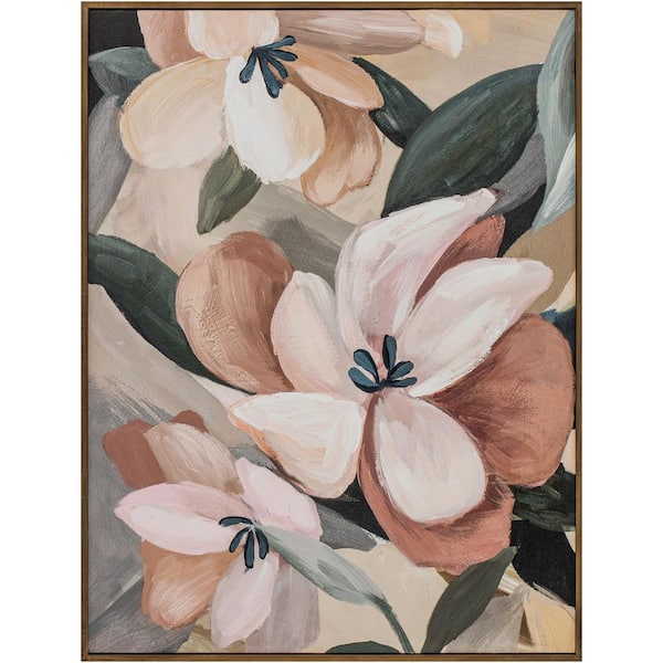 Evander 1 Framed Floral Art Print, Textured Acrylic on Canvas with Solid Pine Wood Frame 32 in. x 24 in.