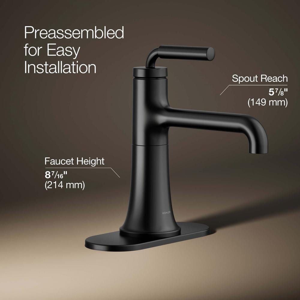 Matte Black Tone Single-Handle Monoblock Bathroom Faucet