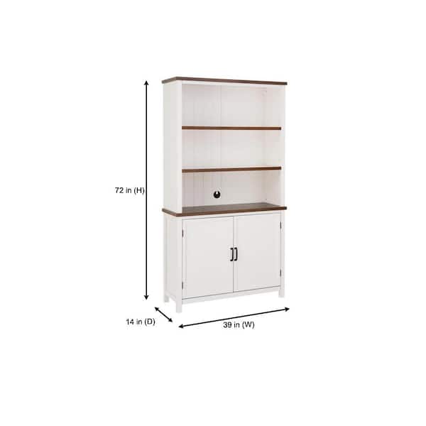 Appleton White and Haze Finish Wood Bookcase with Concealed Storage (39 in. W x 72 in. H)