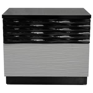 Romania 2 -Drawer Black Modern Nightstand 18 in. H x 21 in. W x 16 in. D