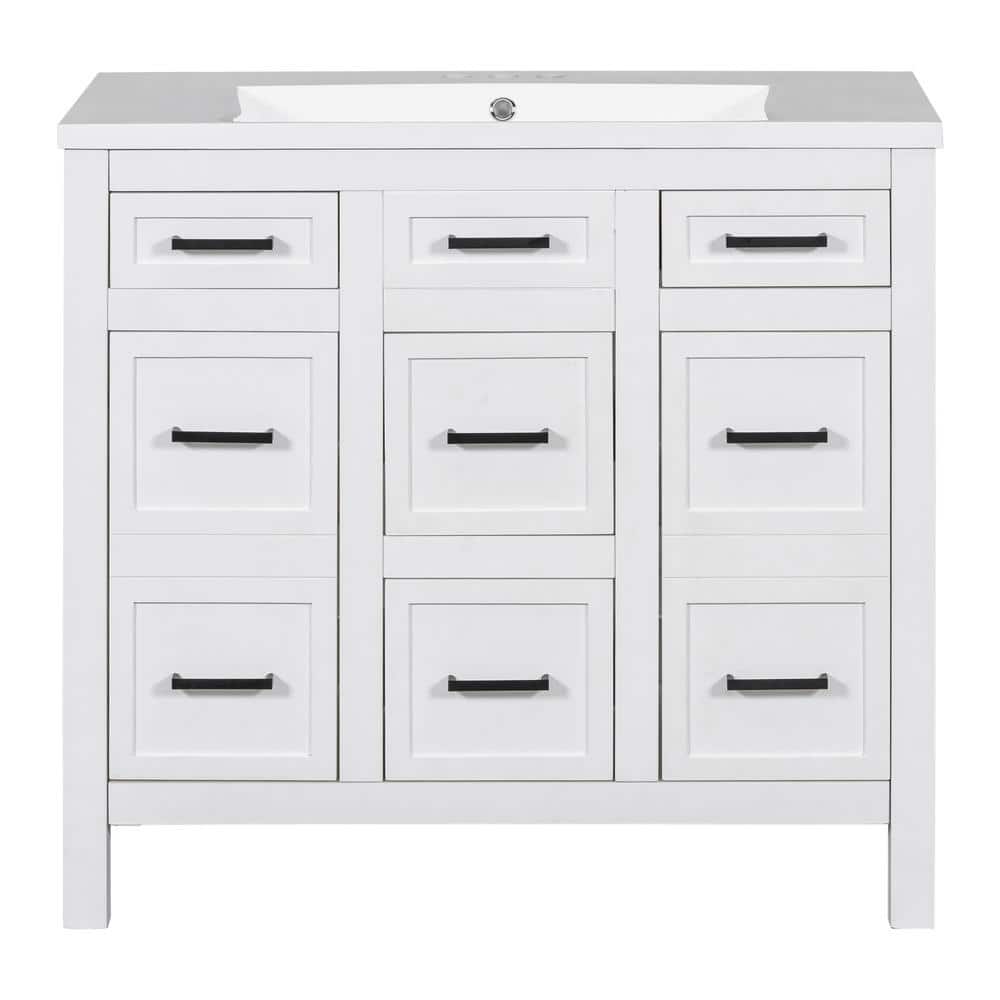 36 in. W x 18 in. D x 34 in. H Single Sink Freestanding Bath Vanity in Whit