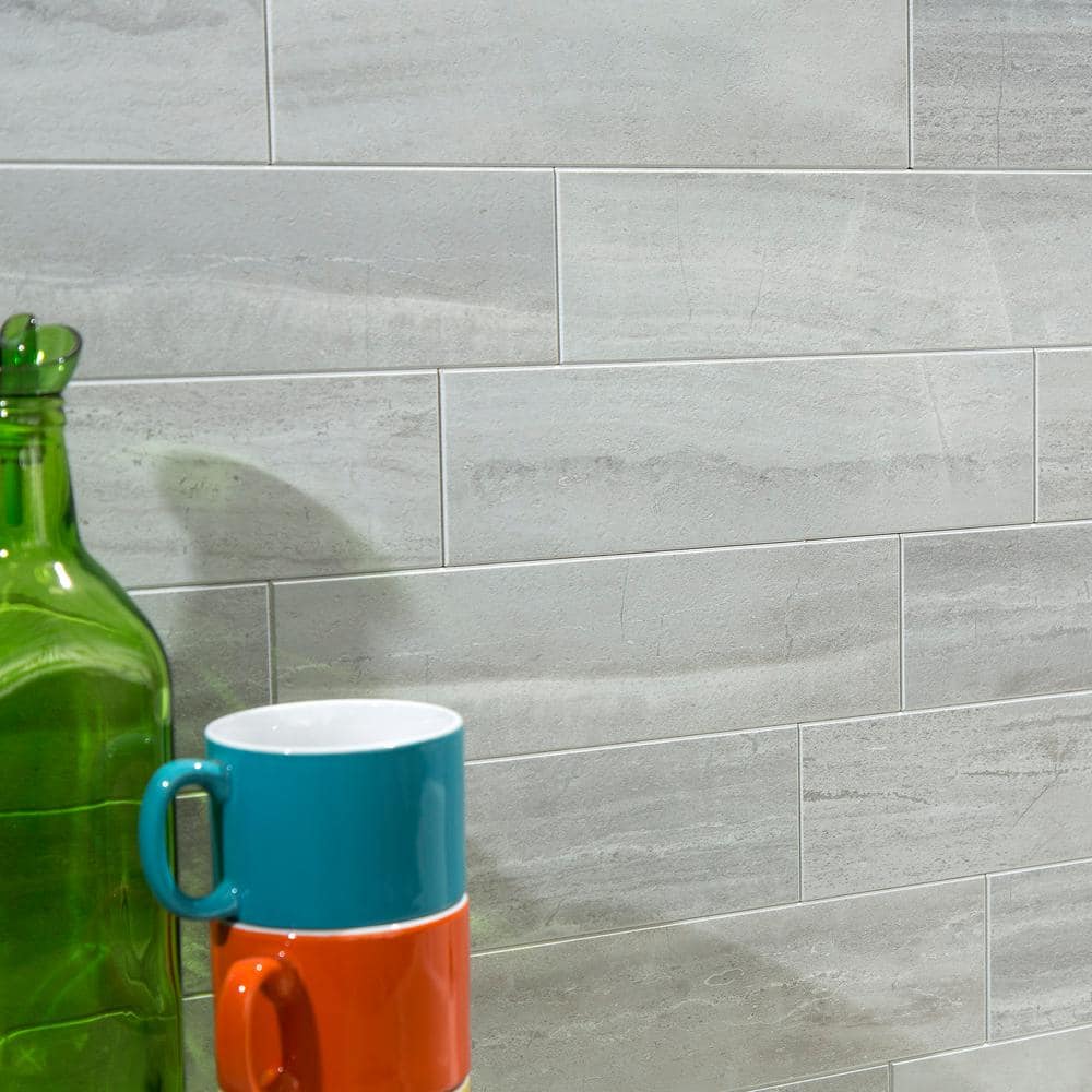 Roman Slab Gray Peel and Stick Wall Tile