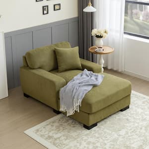 59.8 in. Modern Oversized Velvet Comfort Chaise Lounger Sleeper Sofa with Pillow, Soild Wood Legs, Green