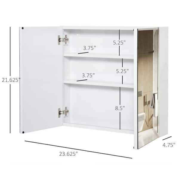 23.6 in. W x 21.6 in. H Rectangular Steel Medicine Cabinet with Mirror, Wall-Mounted Storage Organizer with Double Doors