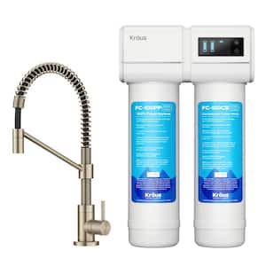 Purita 2-Stage Filtration System with Bolden Single Handle Water Filter Faucet in Spot-Free in Antique Champagne Bronze