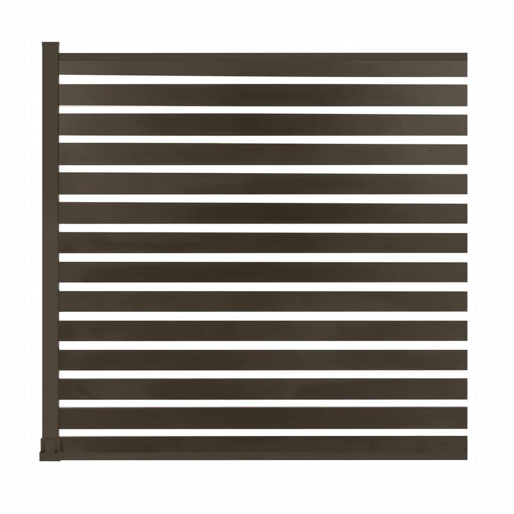 6 ft. H x 6 ft. W Matte Charcoal Brown Aluminum Horizontal Open Slat Fence Panel with One 6 ft. Post and Base price history on PriceWatchPro