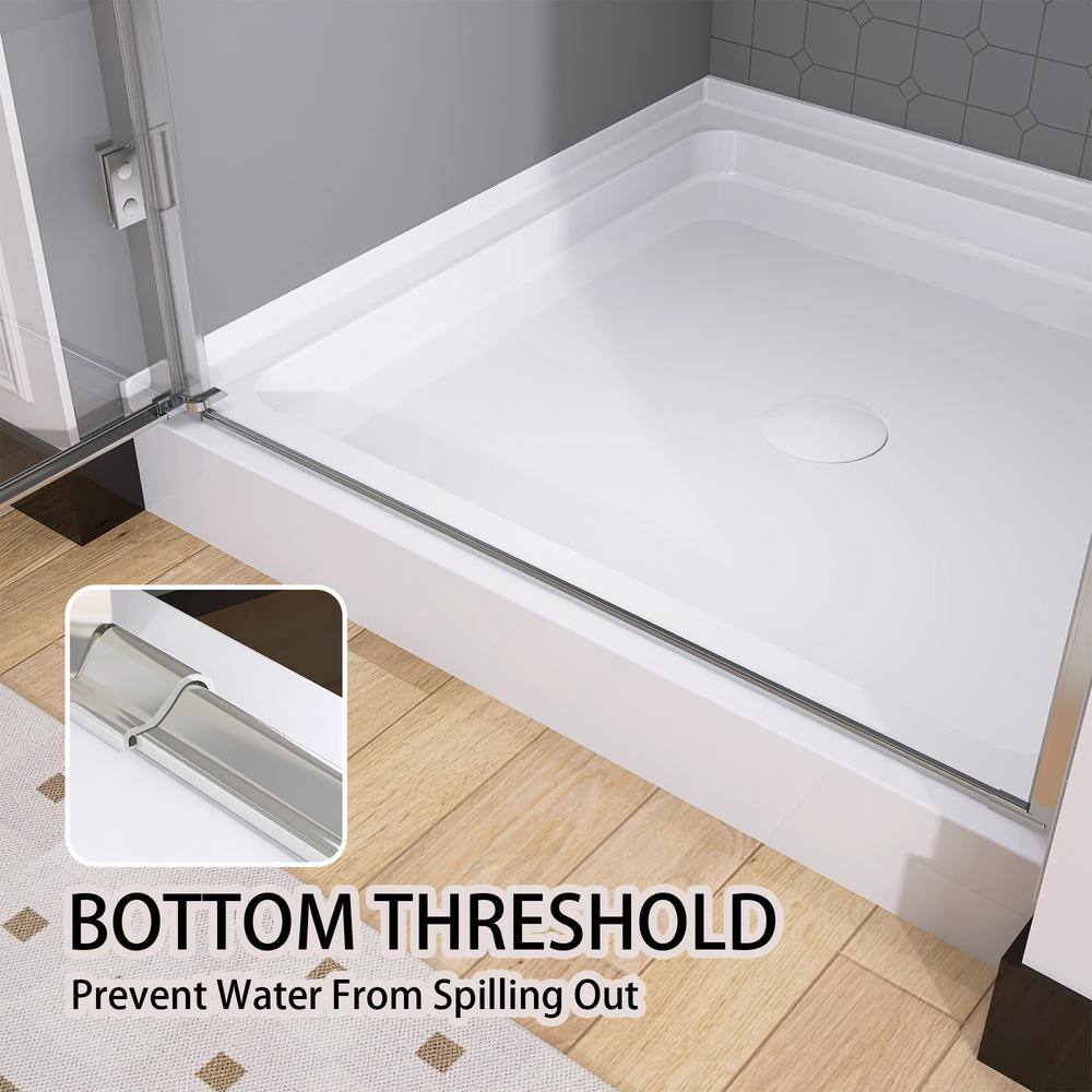 Chrome Frameless Pivot Shower Door with Clear Tempered Glass