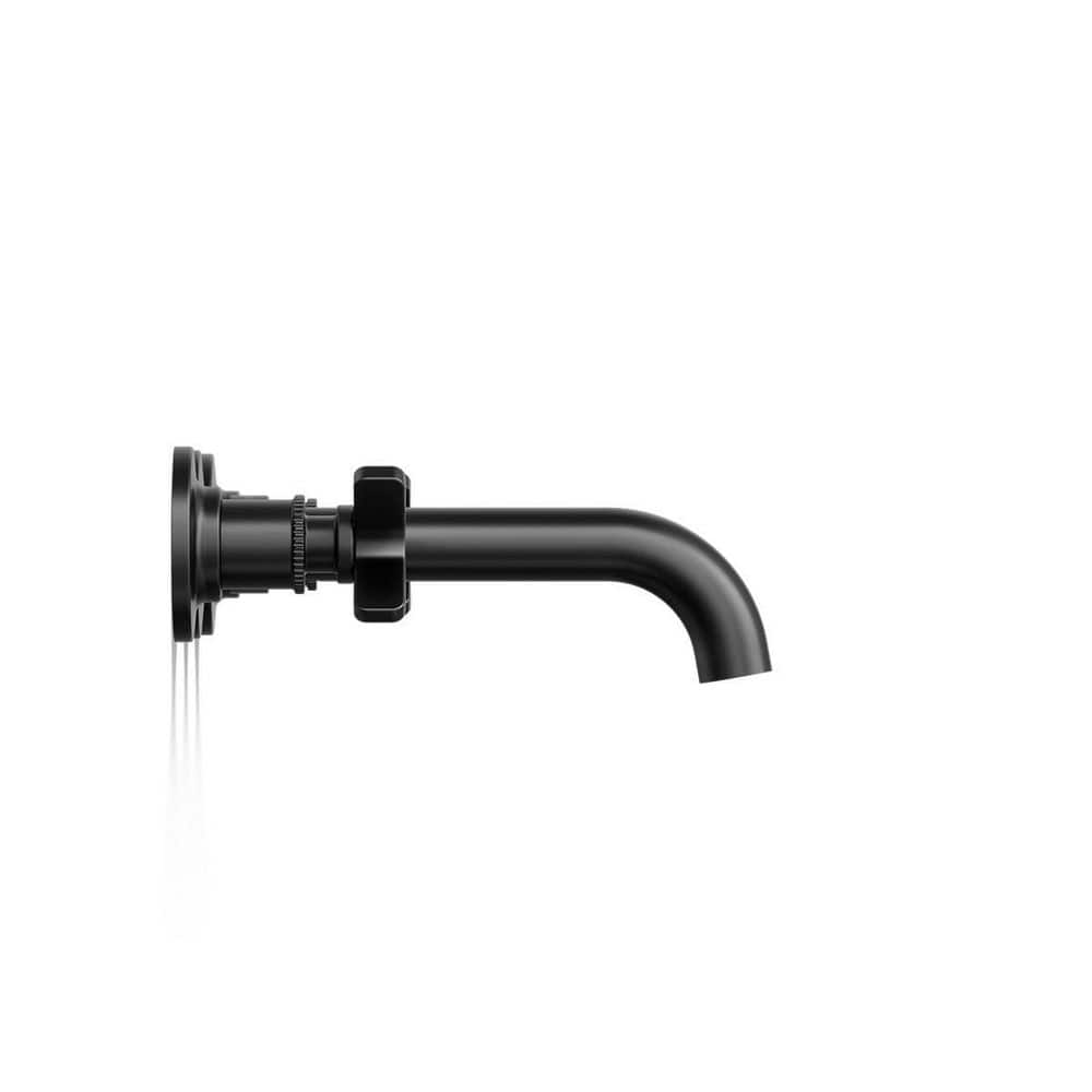 Matte Black Wall-Mount Bathroom Sink Faucet with Knurled Levers