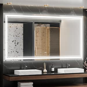 48 in. W x 32 in. H Rectangular Frameless Anti-Fog LED Wall Mount Bathroom Vanity Mirror Dimmable Super Bright