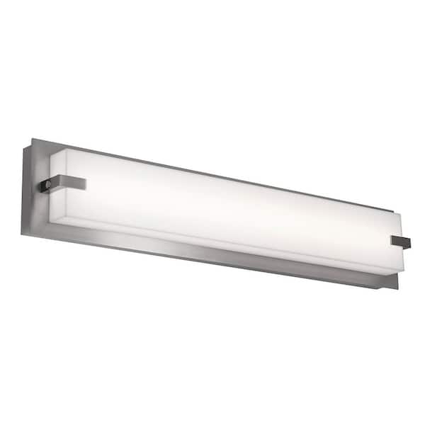 Sinclair 24 in. 1-Light Satin Nickel Integrated LED Vanity Light with White Acrylic Shade