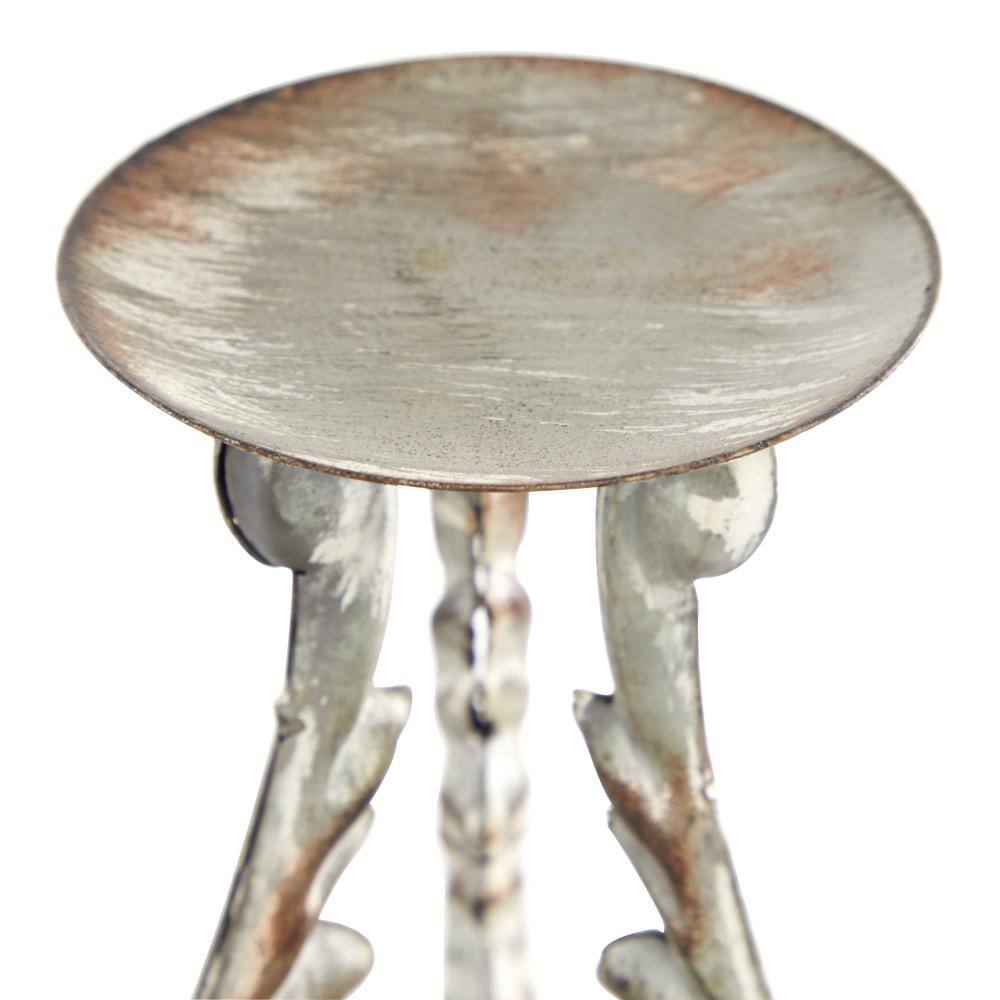Silver Metal 3-Piece Candle Holder Set with Sturdy Base